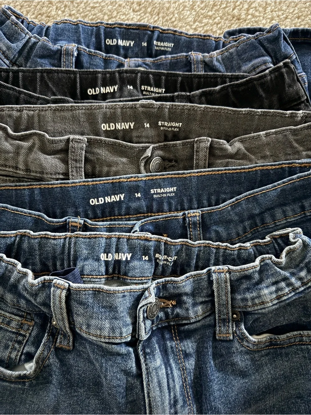Old Navy Boys Straight Leg Denim Jeans Bundle